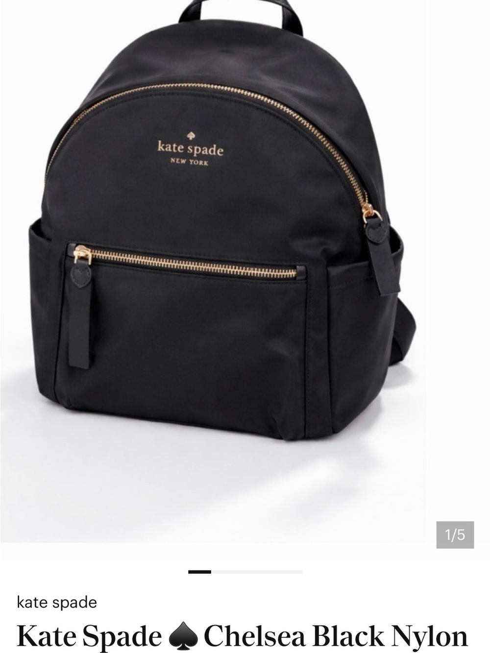 kate spade Black Nylon Mini Backpack with Gold Hardware